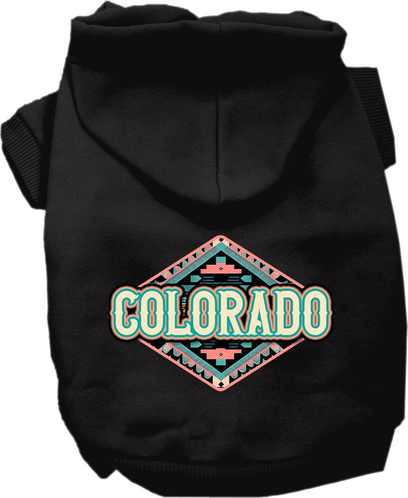 Pet Dog & Cat Screen Printed Hoodie for Small to Medium Pets (Sizes XS-XL), "Colorado Peach Aztec"