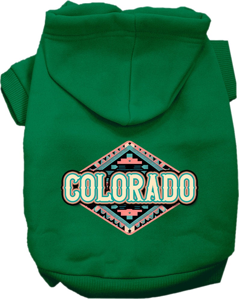 Pet Dog & Cat Screen Printed Hoodie for Medium to Large Pets (Sizes 2XL-6XL), "Colorado Peach Aztec"