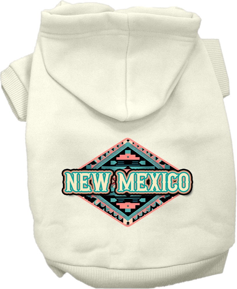 Pet Dog & Cat Screen Printed Hoodie for Medium to Large Pets (Sizes 2XL-6XL), "New Mexico Peach Aztec"