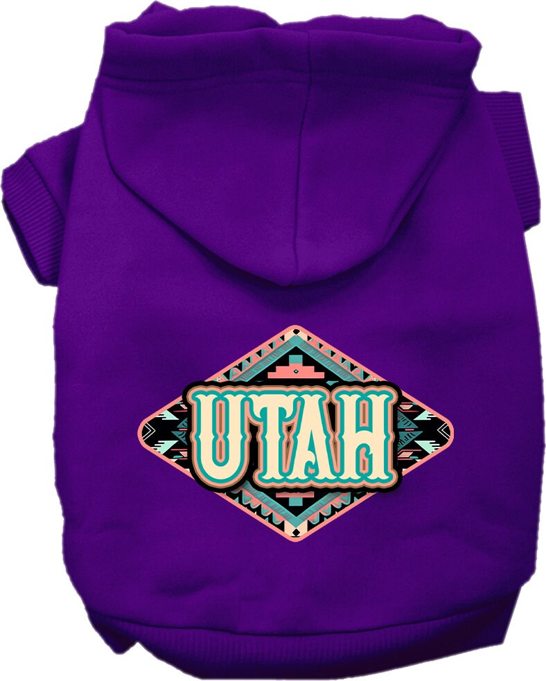 Pet Dog & Cat Screen Printed Hoodie for Medium to Large Pets (Sizes 2XL-6XL), "Utah Peach Aztec"