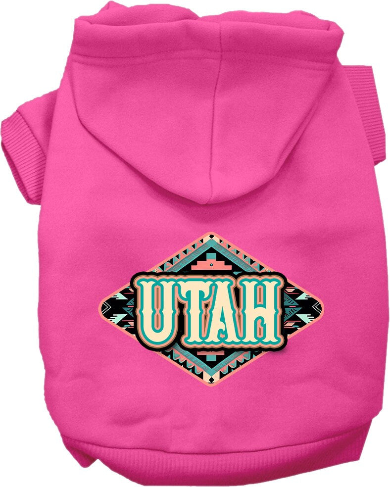 Pet Dog & Cat Screen Printed Hoodie for Medium to Large Pets (Sizes 2XL-6XL), "Utah Peach Aztec"