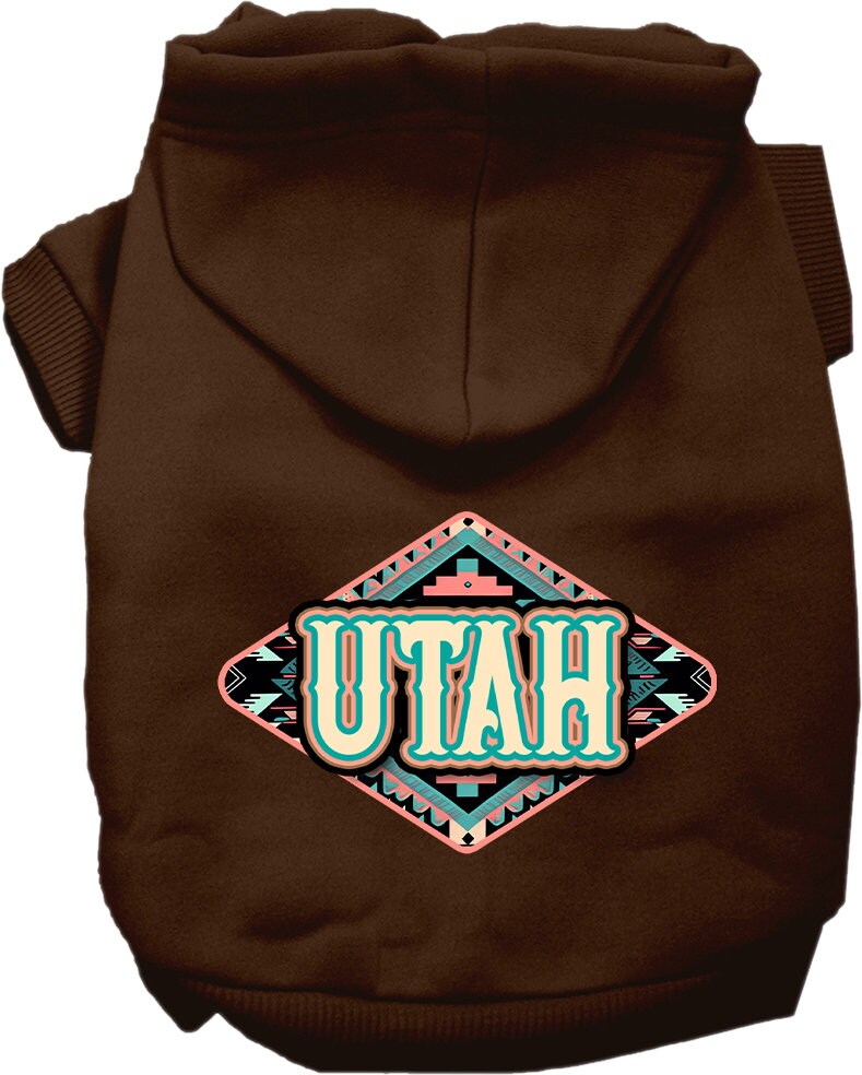 Pet Dog & Cat Screen Printed Hoodie for Medium to Large Pets (Sizes 2XL-6XL), "Utah Peach Aztec"