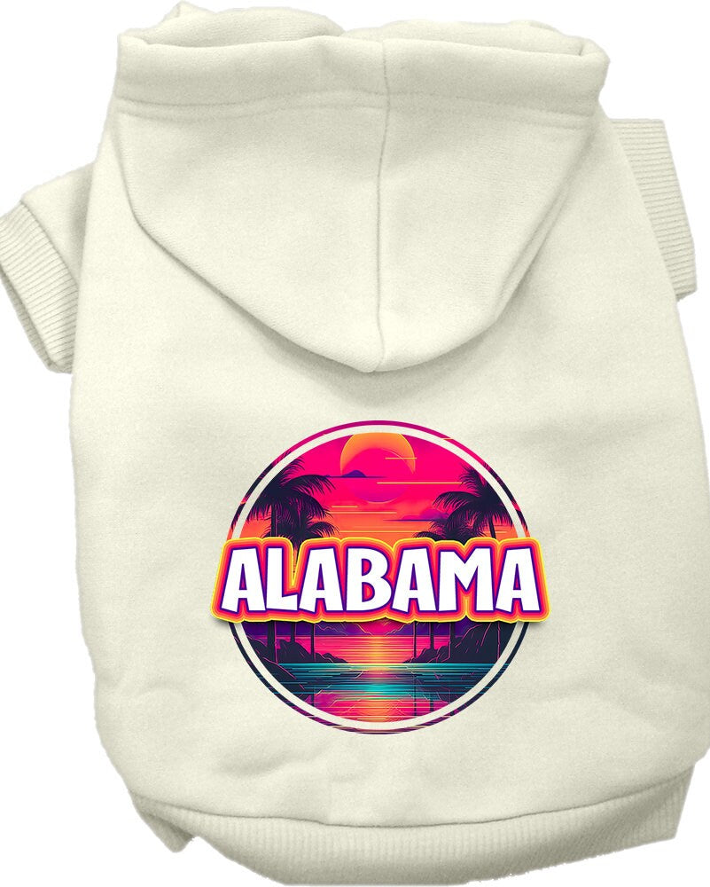 Pet Dog & Cat Screen Printed Hoodie for Medium to Large Pets (Sizes 2XL-6XL), "Alabama Neon Beach Sunset"