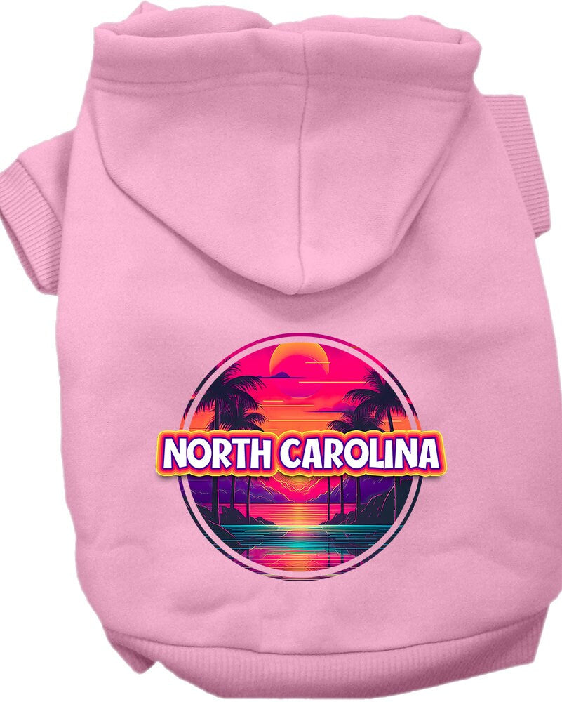 Pet Dog & Cat Screen Printed Hoodie for Medium to Large Pets (Sizes 2XL-6XL), "North Carolina Neon Beach Sunset"