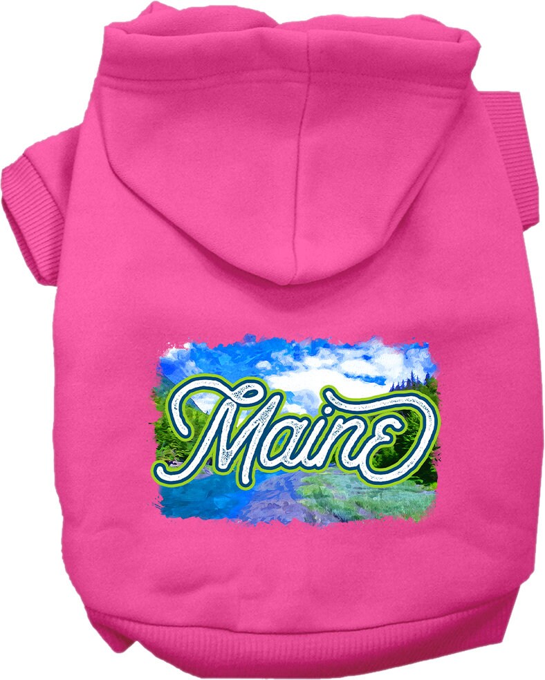 Pet Dog & Cat Screen Printed Hoodie for Small to Medium Pets (Sizes XS-XL), "Maine Summer"