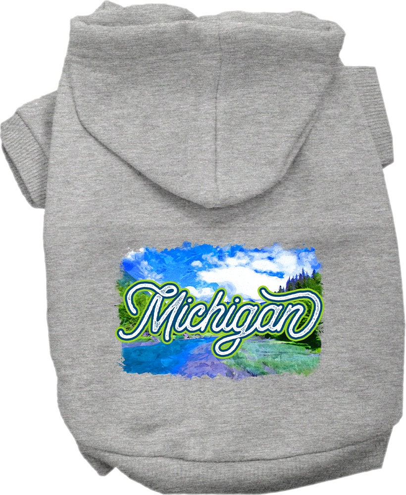 Pet Dog & Cat Screen Printed Hoodie for Medium to Large Pets (Sizes 2XL-6XL), "Michigan Summer"