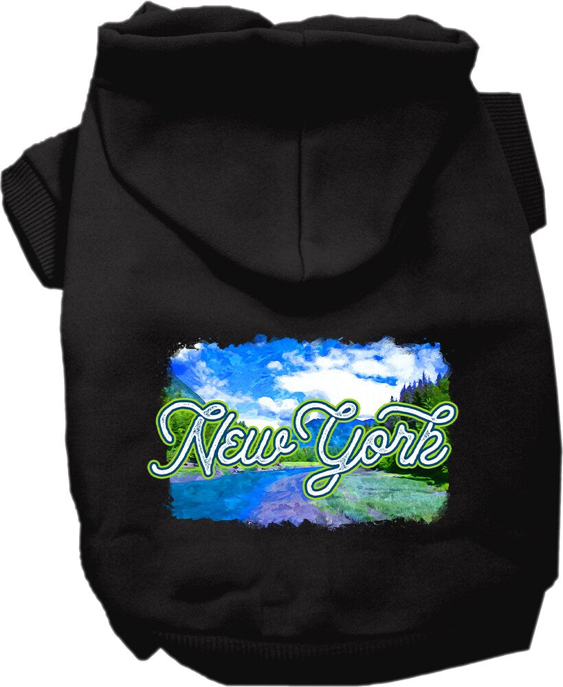 Pet Dog & Cat Screen Printed Hoodie for Medium to Large Pets (Sizes 2XL-6XL), "New York Summer"