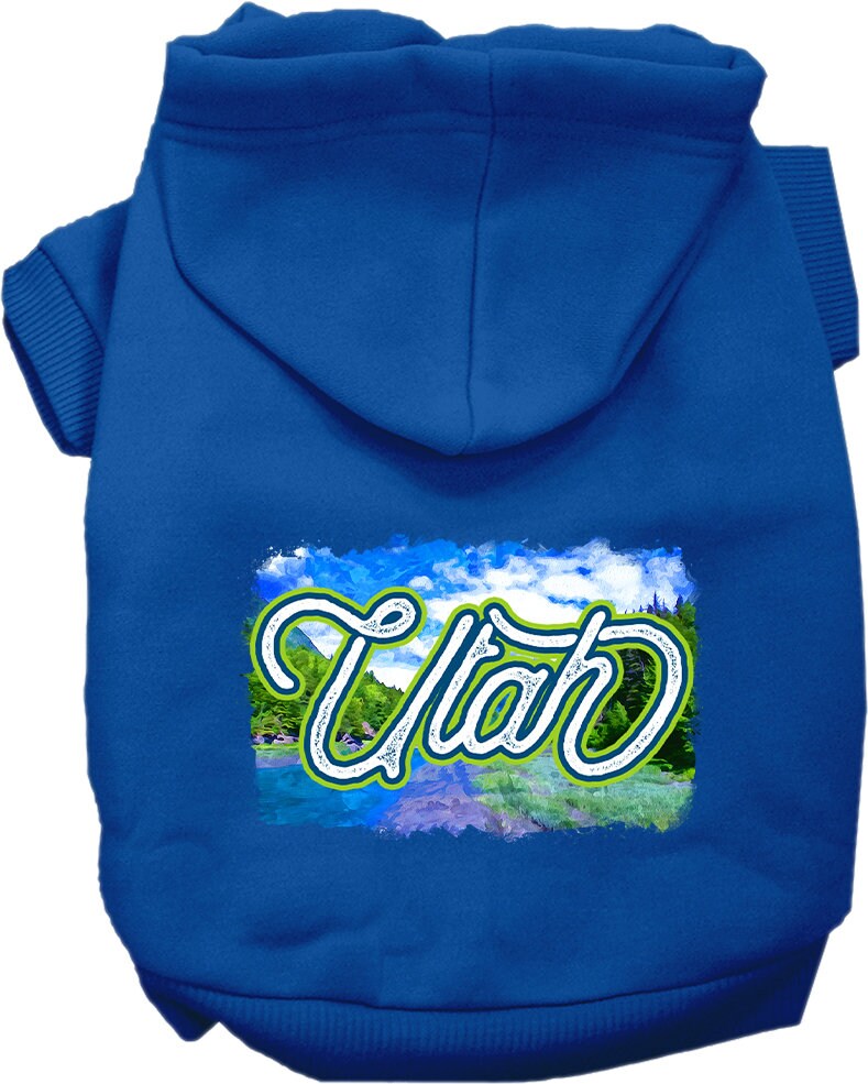 Pet Dog & Cat Screen Printed Hoodie for Medium to Large Pets (Sizes 2XL-6XL), "Utah Summer"