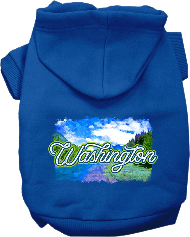 Pet Dog & Cat Screen Printed Hoodie for Medium to Large Pets (Sizes 2XL-6XL), "Washington Summer"