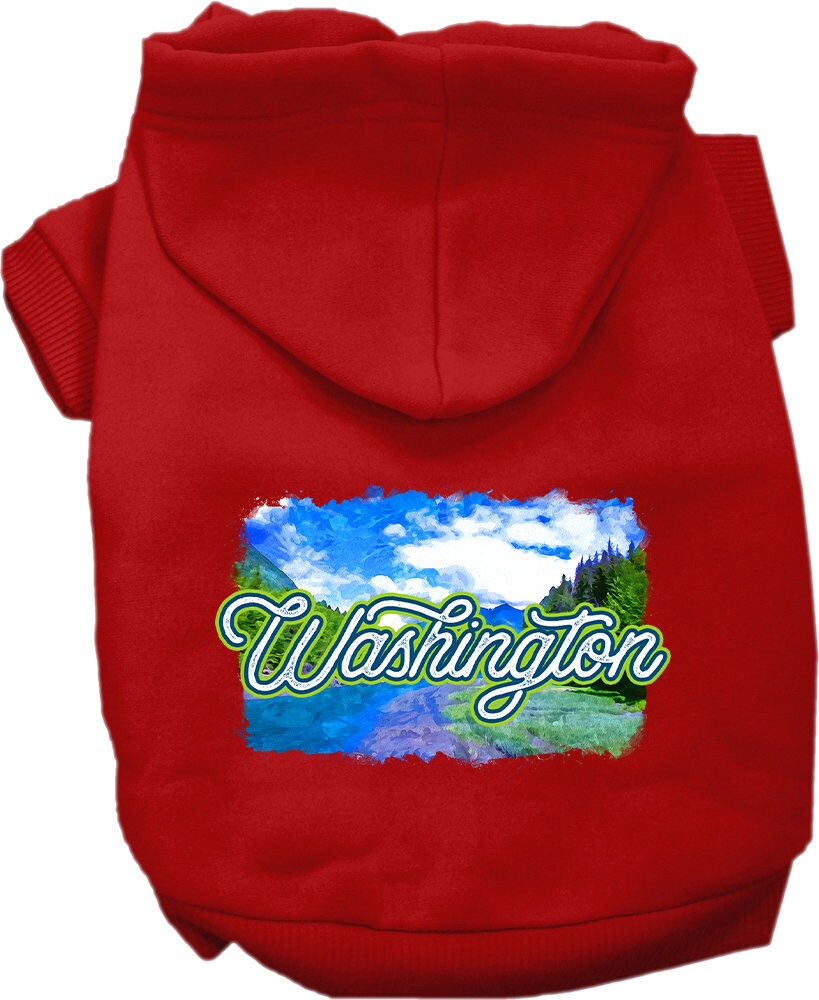 Pet Dog & Cat Screen Printed Hoodie for Medium to Large Pets (Sizes 2XL-6XL), "Washington Summer"