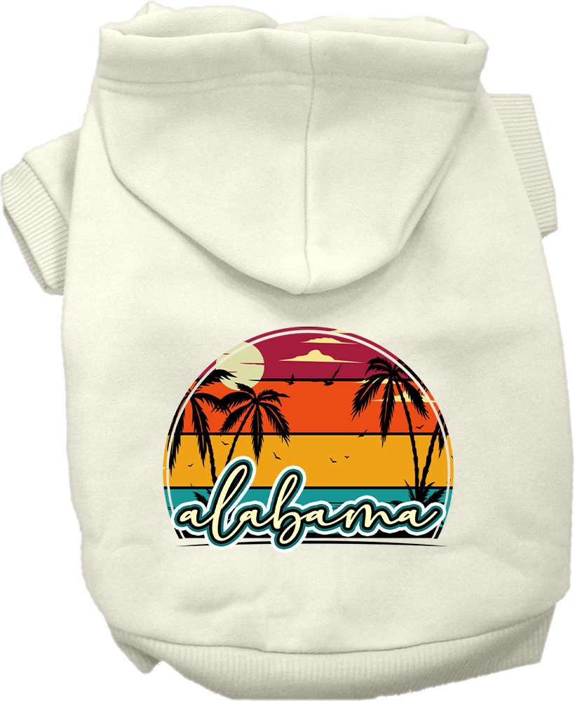 Pet Dog & Cat Screen Printed Hoodie for Medium to Large Pets (Sizes 2XL-6XL), "Alabama Retro Beach Sunset"