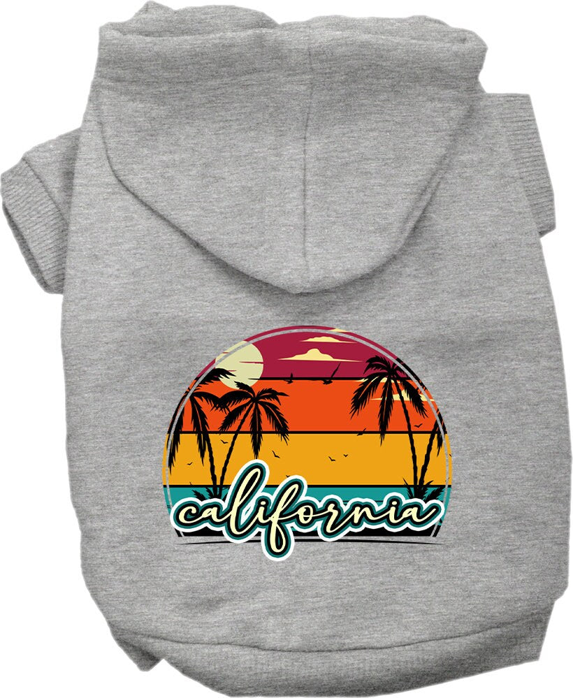 Pet Dog & Cat Screen Printed Hoodie for Medium to Large Pets (Sizes 2XL-6XL), "California Retro Beach Sunset"