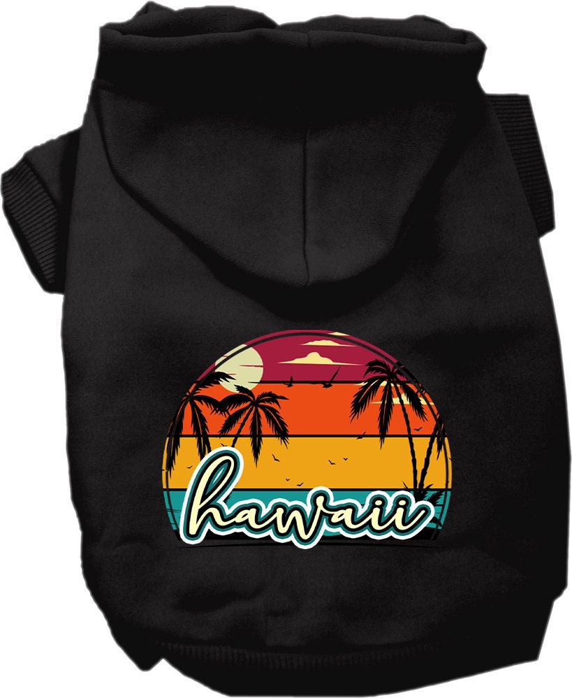 Pet Dog & Cat Screen Printed Hoodie for Medium to Large Pets (Sizes 2XL-6XL), "Hawaii Retro Beach Sunset"