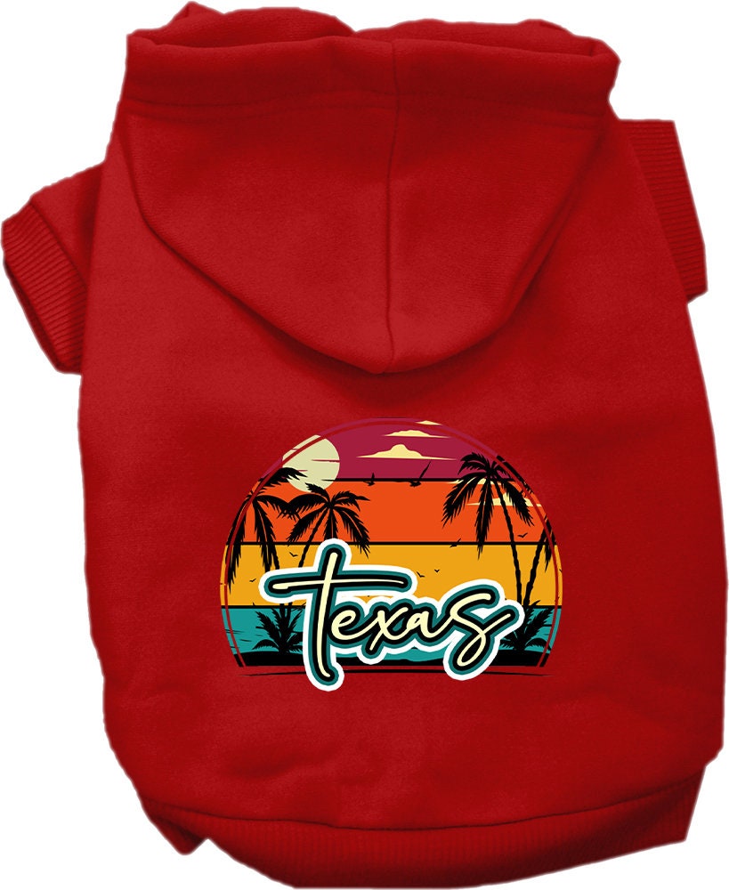 Pet Dog & Cat Screen Printed Hoodie for Medium to Large Pets (Sizes 2XL-6XL), "Texas Retro Beach Sunset"