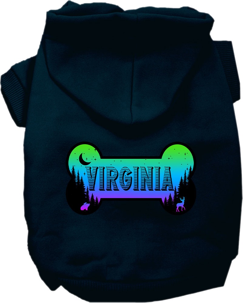 Pet Dog & Cat Screen Printed Hoodie for Medium to Large Pets (Sizes 2XL-6XL), "Virginia Mountain Shades"