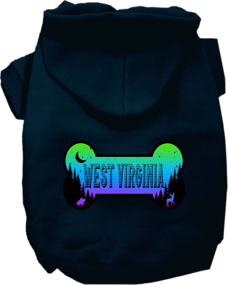 Pet Dog & Cat Screen Printed Hoodie for Medium to Large Pets (Sizes 2XL-6XL), "West Virginia Mountain Shades"