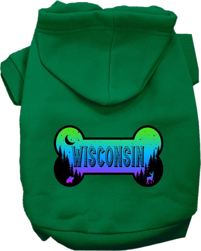 Pet Dog & Cat Screen Printed Hoodie for Medium to Large Pets (Sizes 2XL-6XL), "Wisconsin Mountain Shades"