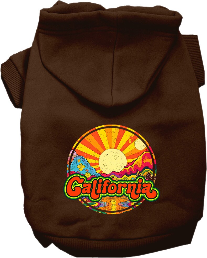 Pet Dog & Cat Screen Printed Hoodie for Medium to Large Pets (Sizes 2XL-6XL), "California Mellow Mountain"