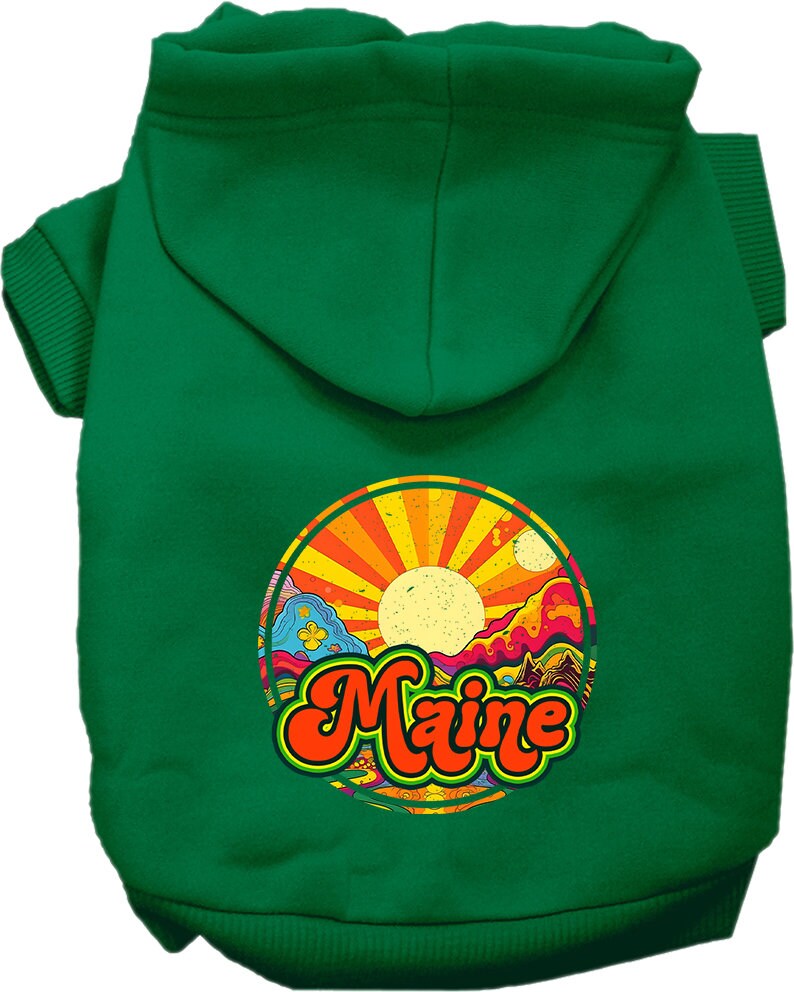 Pet Dog & Cat Screen Printed Hoodie for Medium to Large Pets (Sizes 2XL-6XL), "Maine Mellow Mountain"