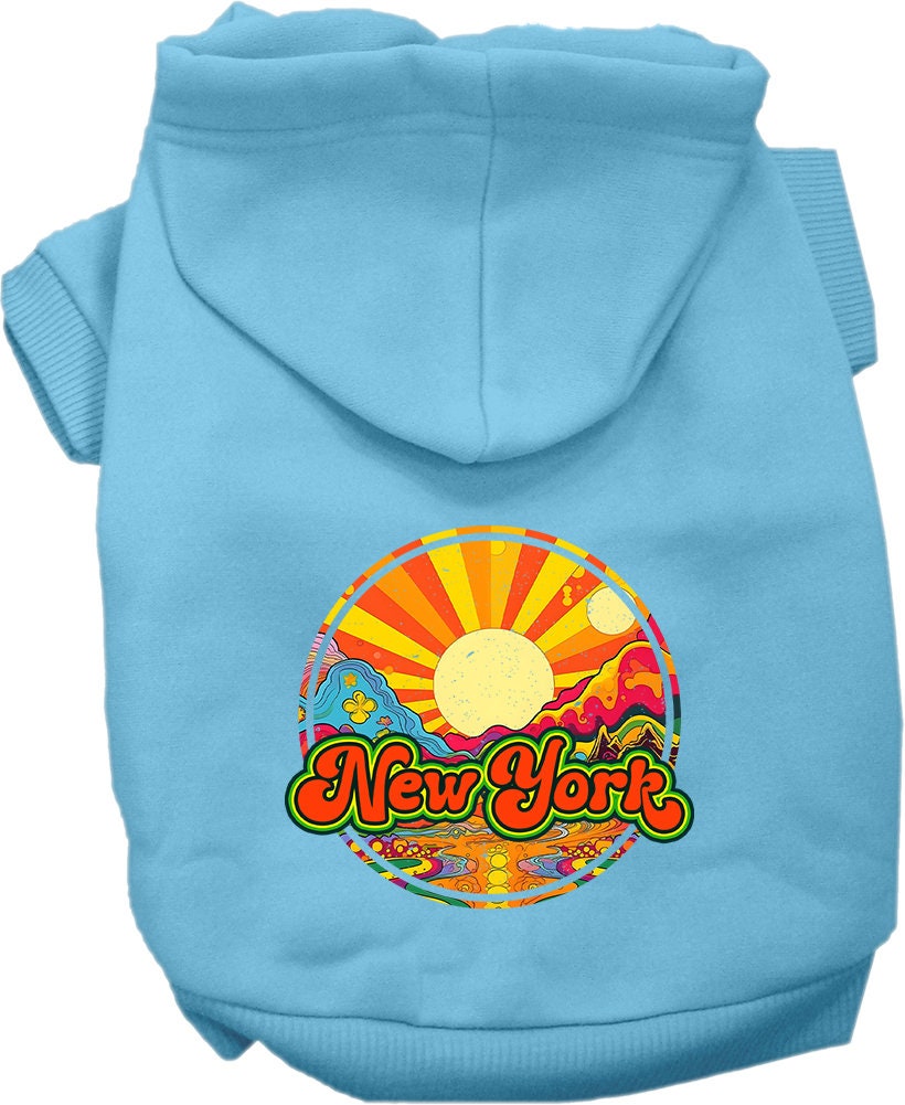 Pet Dog & Cat Screen Printed Hoodie for Medium to Large Pets (Sizes 2XL-6XL), "New York Mellow Mountain"