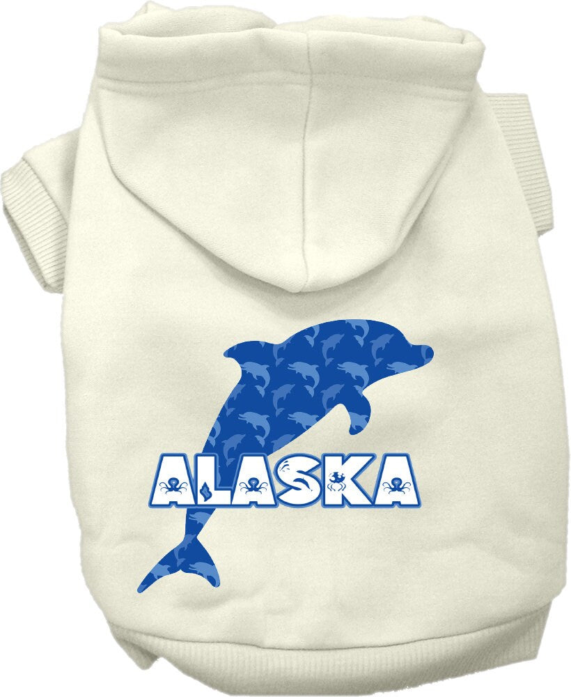 Pet Dog & Cat Screen Printed Hoodie for Small to Medium Pets (Sizes XS-XL), "Alaska Blue Dolphins"