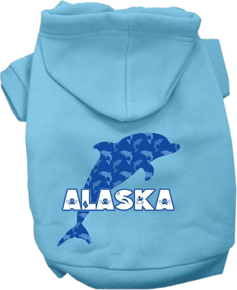 Pet Dog & Cat Screen Printed Hoodie for Medium to Large Pets (Sizes 2XL-6XL), "Alaska Blue Dolphins"