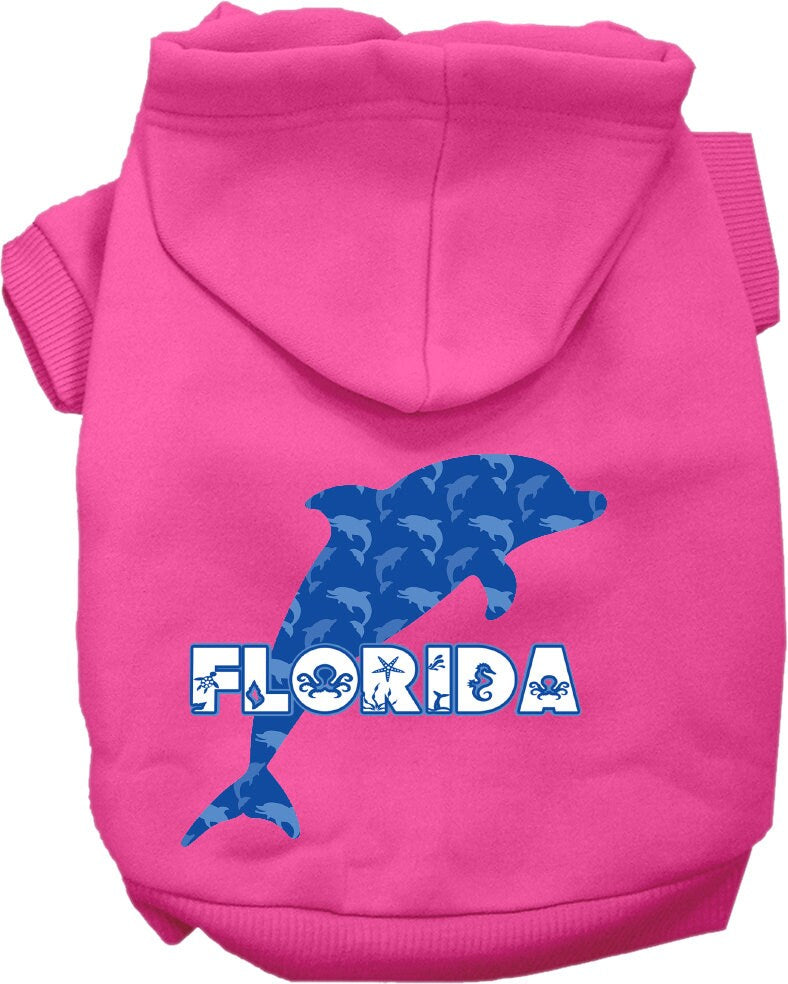 Pet Dog & Cat Screen Printed Hoodie for Medium to Large Pets (Sizes 2XL-6XL), "Florida Blue Dolphins"