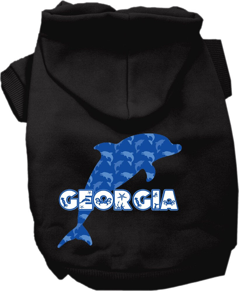 Pet Dog & Cat Screen Printed Hoodie for Small to Medium Pets (Sizes XS-XL), "Georgia Blue Dolphins"