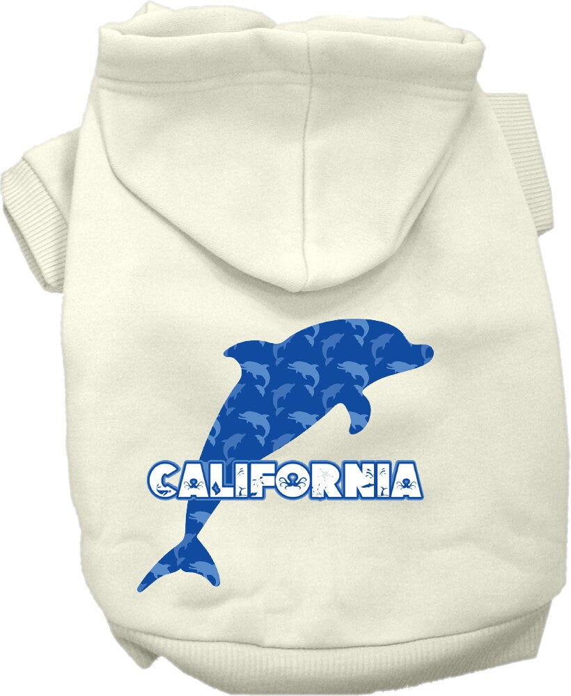 Pet Dog & Cat Screen Printed Hoodie for Small to Medium Pets (Sizes XS-XL), "California Blue Dolphins"