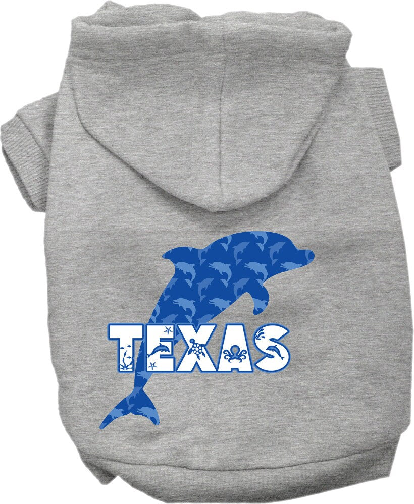 Pet Dog & Cat Screen Printed Hoodie for Medium to Large Pets (Sizes 2XL-6XL), "Texas Blue Dolphins"