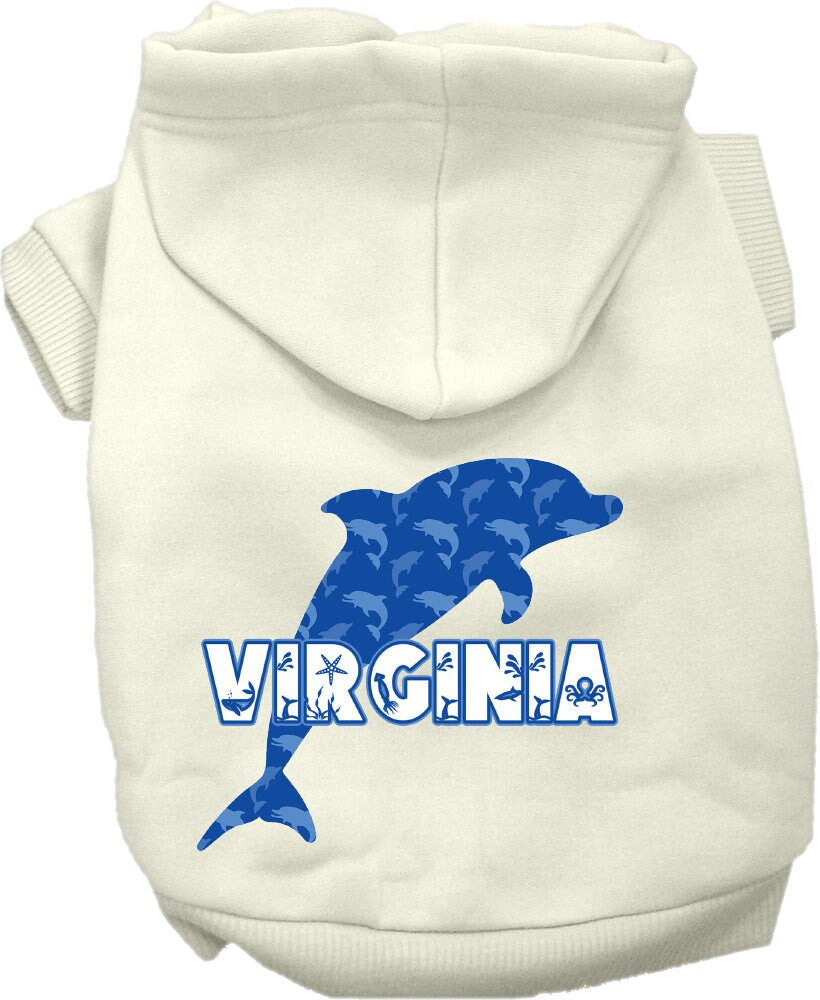 Pet Dog & Cat Screen Printed Hoodie for Medium to Large Pets (Sizes 2XL-6XL), "Virginia Blue Dolphins"