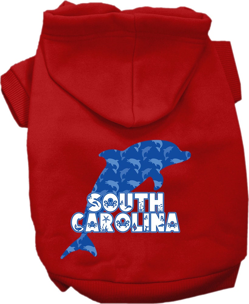 Pet Dog & Cat Screen Printed Hoodie for Medium to Large Pets (Sizes 2XL-6XL), "South Carolina Blue Dolphins"