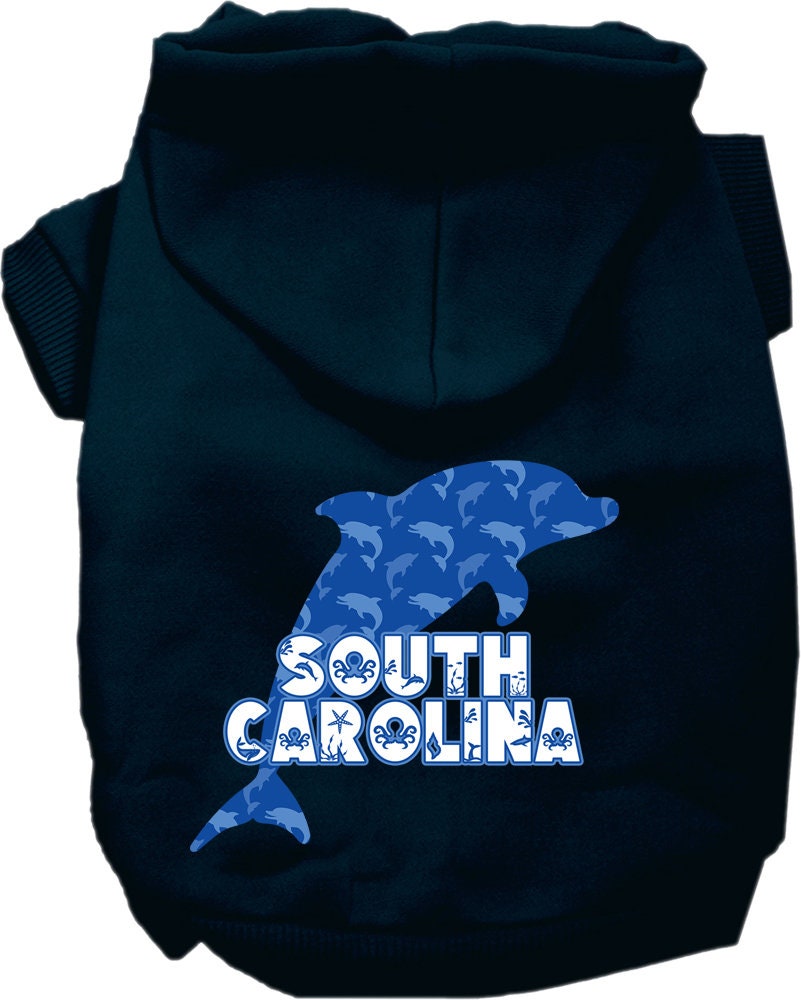 Pet Dog & Cat Screen Printed Hoodie for Medium to Large Pets (Sizes 2XL-6XL), "South Carolina Blue Dolphins"