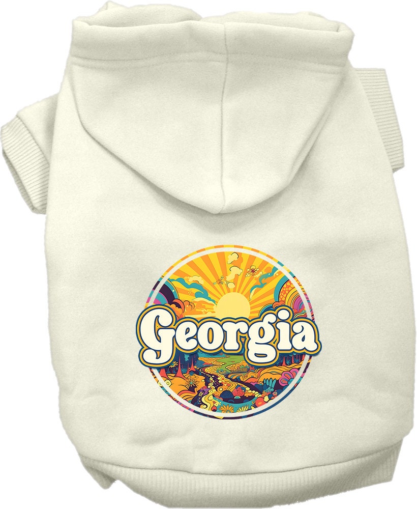 Pet Dog & Cat Screen Printed Hoodie for Small to Medium Pets (Sizes XS-XL), "Georgia Trippy Peaks"