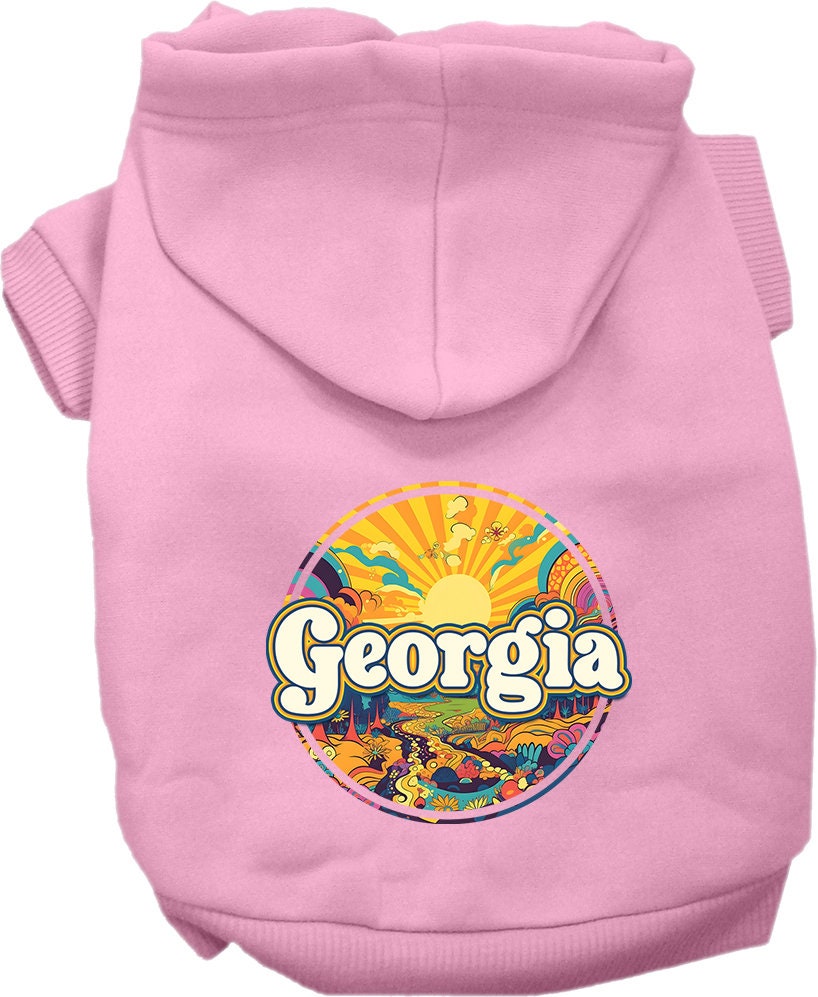 Pet Dog & Cat Screen Printed Hoodie for Small to Medium Pets (Sizes XS-XL), "Georgia Trippy Peaks"