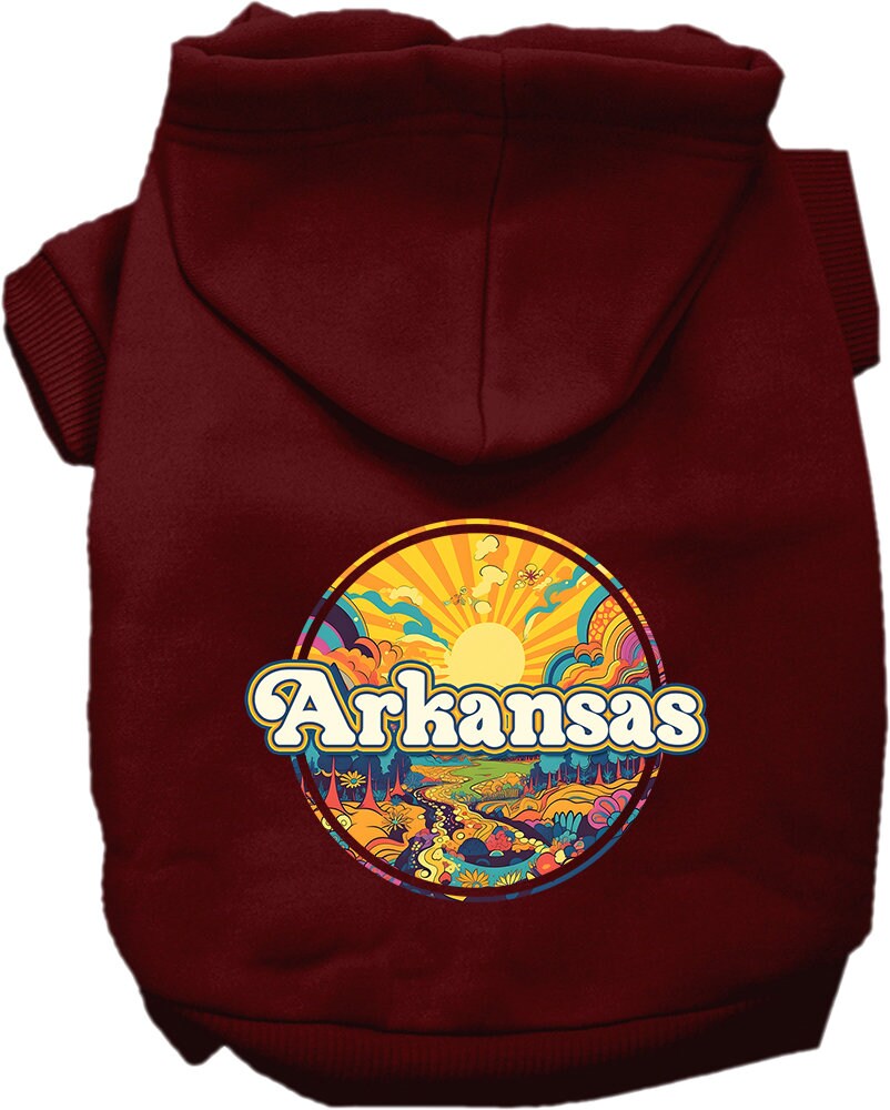 Pet Dog & Cat Screen Printed Hoodie for Medium to Large Pets (Sizes 2XL-6XL), "Arkansas Trippy Peaks"