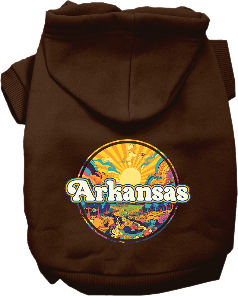 Pet Dog & Cat Screen Printed Hoodie for Medium to Large Pets (Sizes 2XL-6XL), "Arkansas Trippy Peaks"