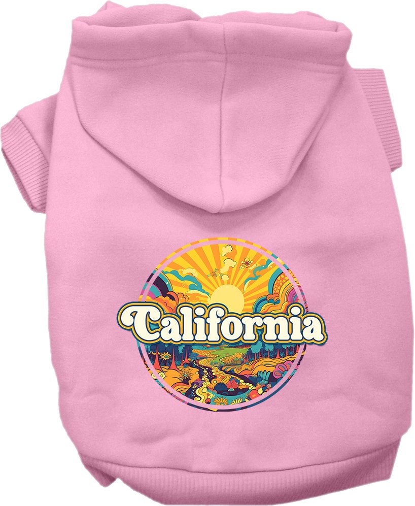 Pet Dog & Cat Screen Printed Hoodie for Small to Medium Pets (Sizes XS-XL), "California Trippy Peaks"