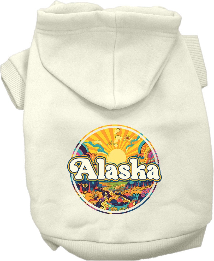 Pet Dog & Cat Screen Printed Hoodie for Medium to Large Pets (Sizes 2XL-6XL), "Alaska Trippy Peaks"