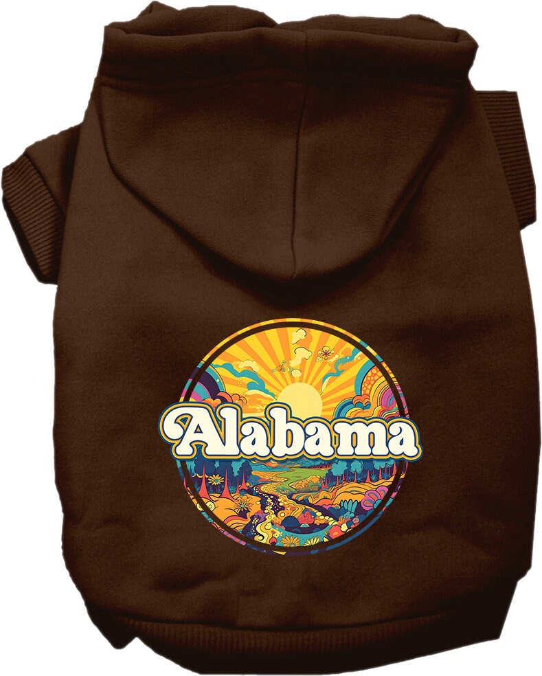 Pet Dog & Cat Screen Printed Hoodie for Medium to Large Pets (Sizes 2XL-6XL), "Alabama Trippy Peaks"