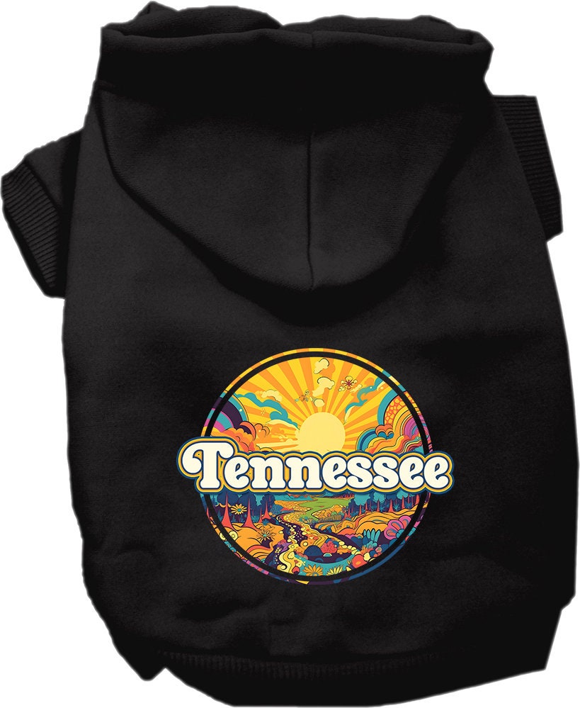 Pet Dog & Cat Screen Printed Hoodie for Medium to Large Pets (Sizes 2XL-6XL), "Tennessee Trippy Peaks"