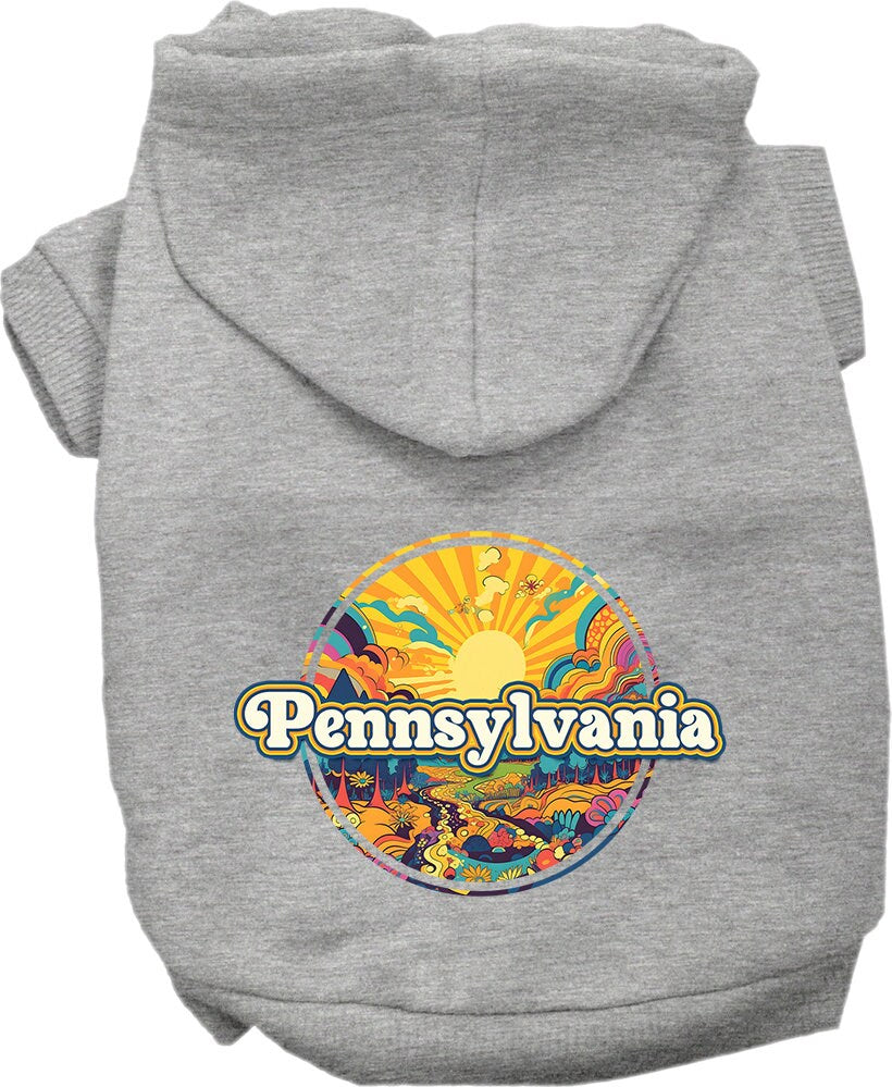 Pet Dog & Cat Screen Printed Hoodie for Medium to Large Pets (Sizes 2XL-6XL), "Pennsylvania Trippy Peaks"