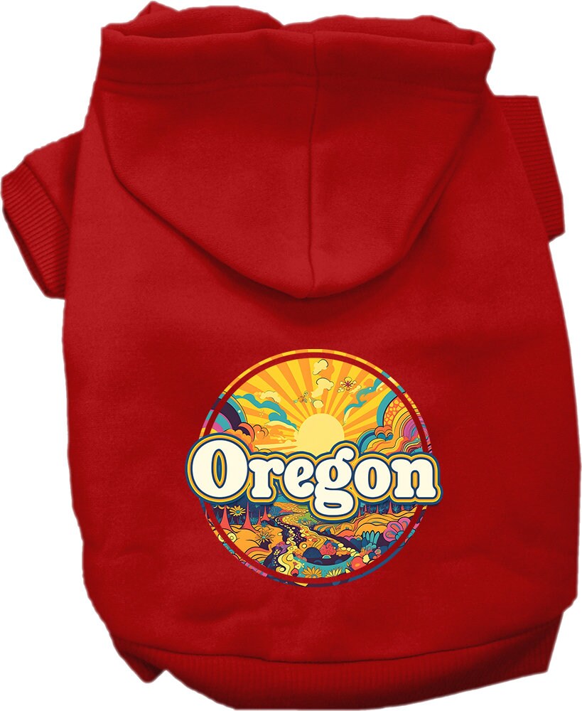 Pet Dog & Cat Screen Printed Hoodie for Medium to Large Pets (Sizes 2XL-6XL), "Oregon Trippy Peaks"