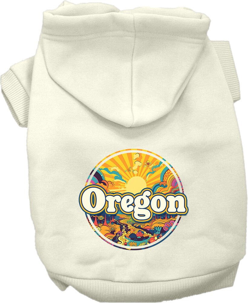 Pet Dog & Cat Screen Printed Hoodie for Medium to Large Pets (Sizes 2XL-6XL), "Oregon Trippy Peaks"