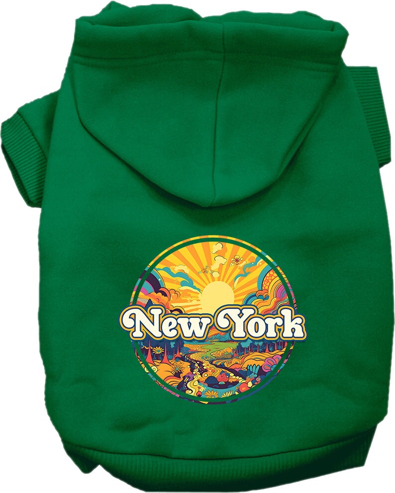 Pet Dog & Cat Screen Printed Hoodie for Medium to Large Pets (Sizes 2XL-6XL), "New York Trippy Peaks"