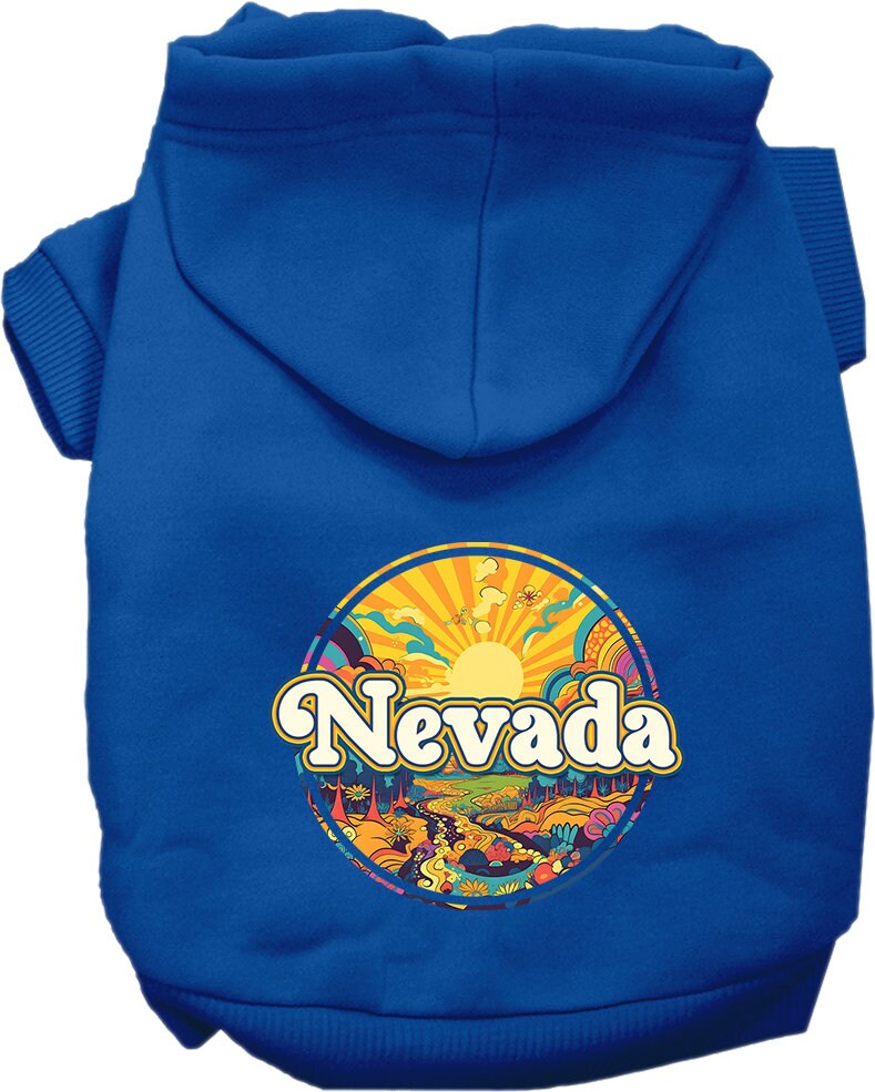 Pet Dog & Cat Screen Printed Hoodie for Medium to Large Pets (Sizes 2XL-6XL), "Nevada Trippy Peaks"