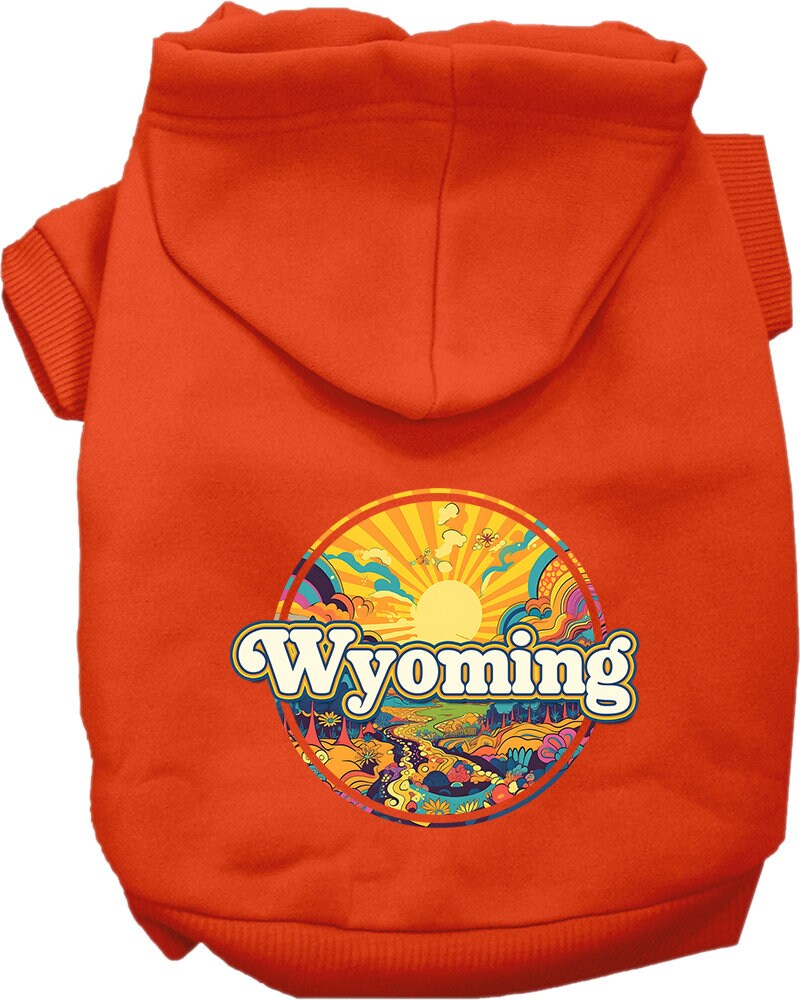 Pet Dog & Cat Screen Printed Hoodie for Medium to Large Pets (Sizes 2XL-6XL), "Wyoming Trippy Peaks"