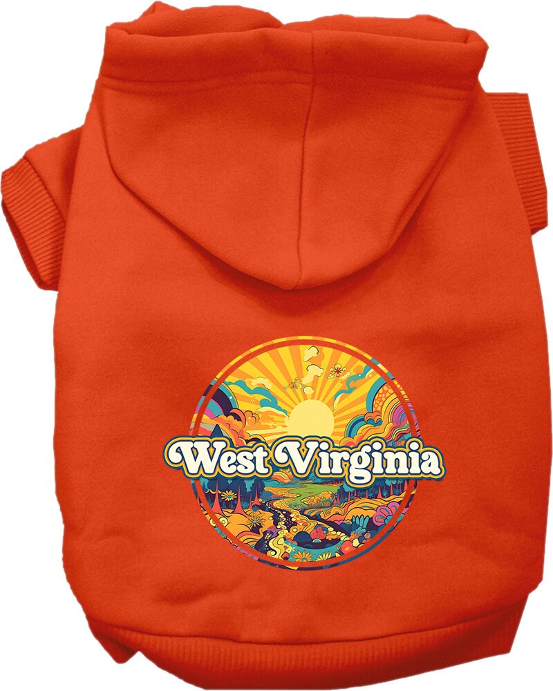 Pet Dog & Cat Screen Printed Hoodie for Medium to Large Pets (Sizes 2XL-6XL), "West Virginia Trippy Peaks"