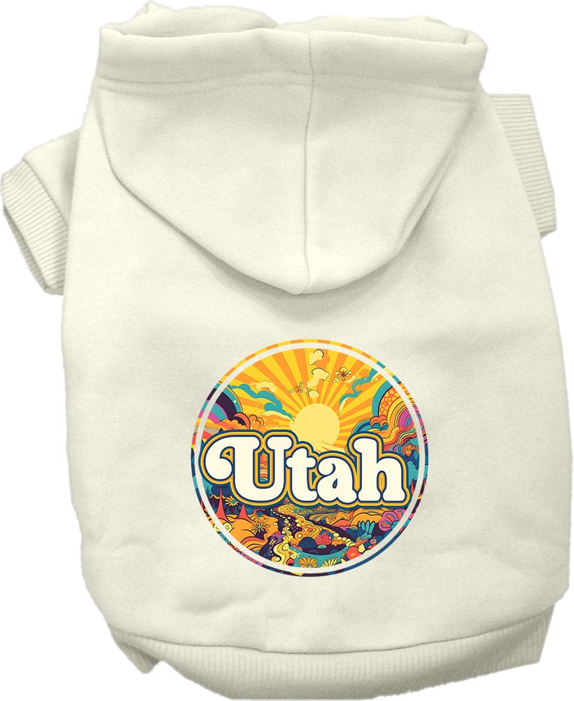 Pet Dog & Cat Screen Printed Hoodie for Medium to Large Pets (Sizes 2XL-6XL), "Utah Trippy Peaks"