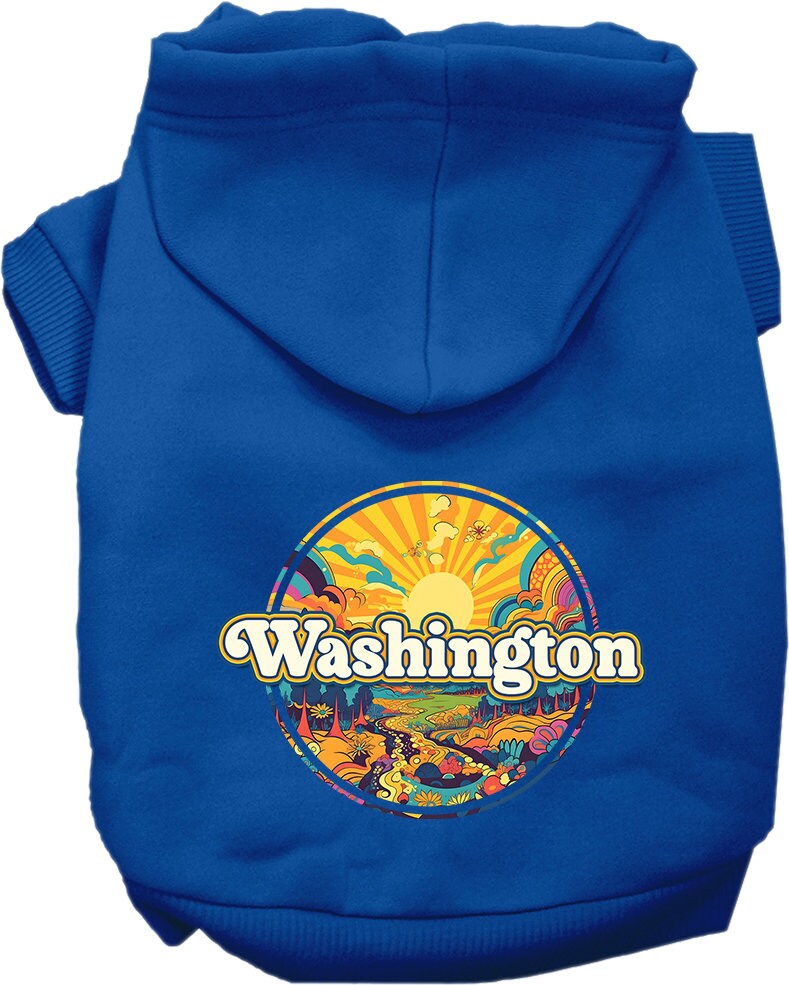 Pet Dog & Cat Screen Printed Hoodie for Medium to Large Pets (Sizes 2XL-6XL), "Washington Trippy Peaks"